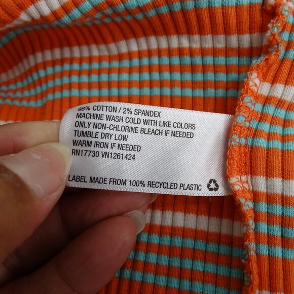 Wild Fable Orange Striped One Shoulder Cutout Thong Bodysuit Women Size XL - Picture 6 of 6